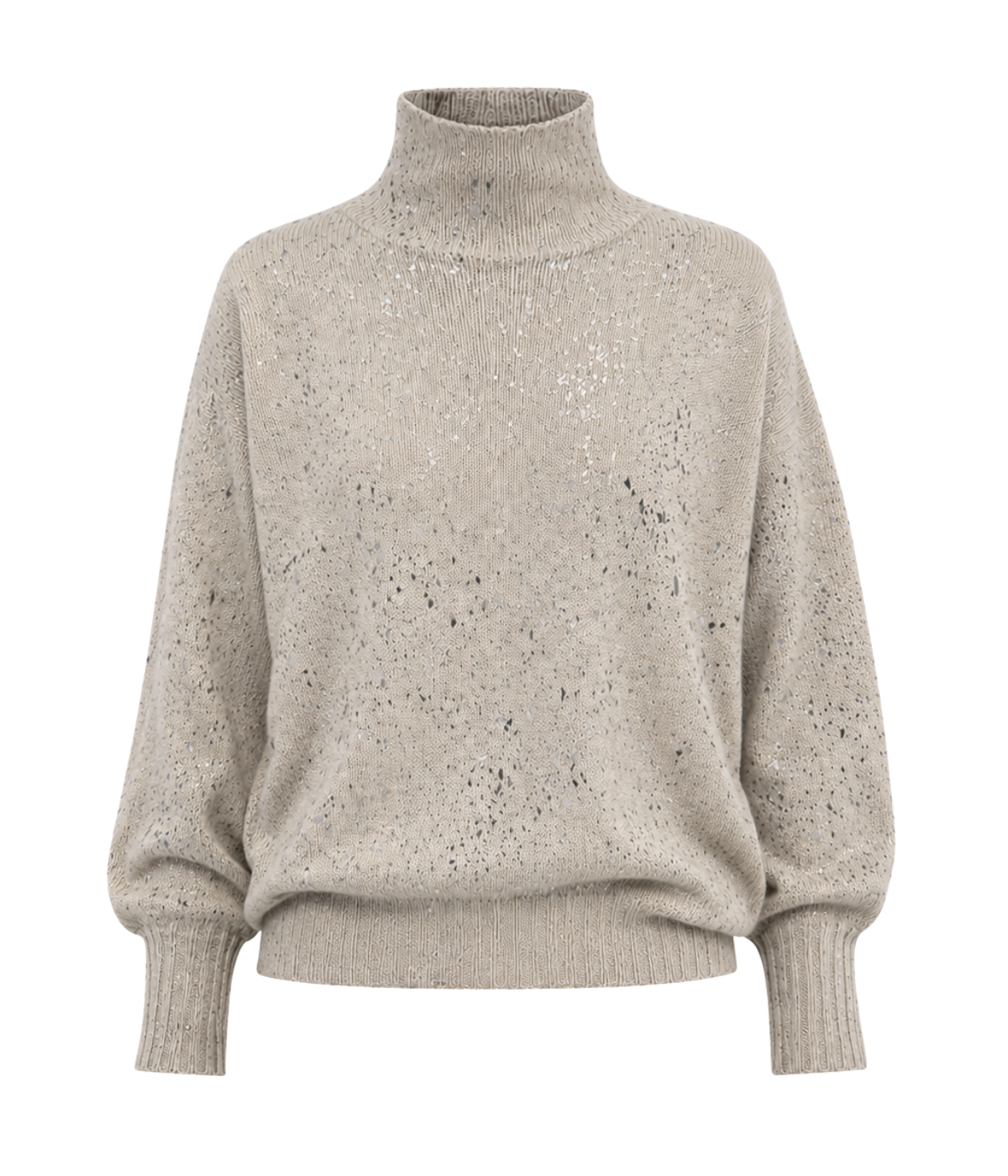 Oversized Sleeves Pullover with Lamination in Rice