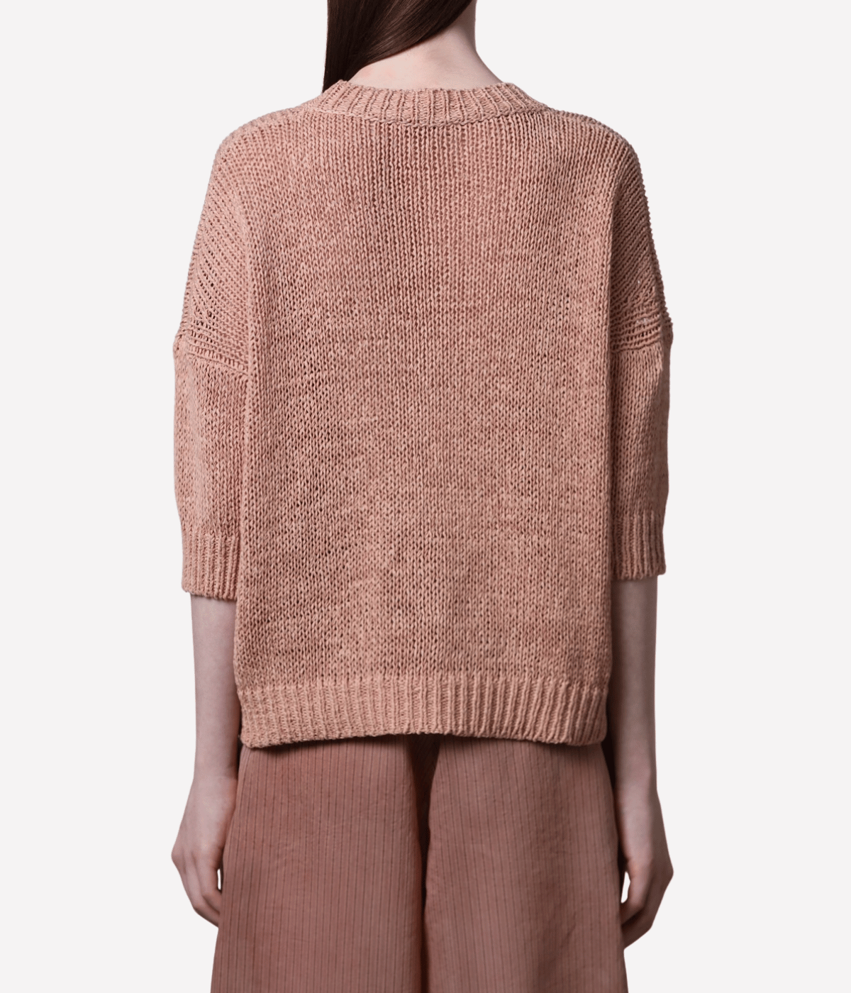 Knit Ss Roundneck In Nude