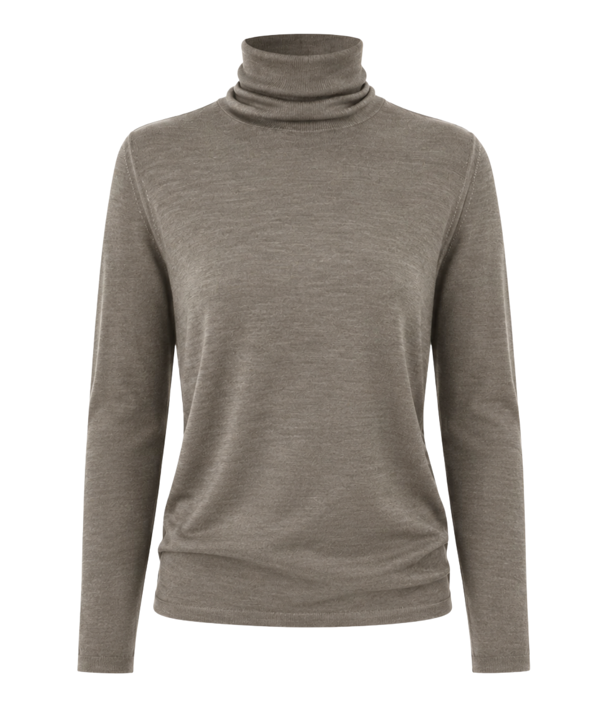 Hand Painted Cashmere and Silk High Neck Pullover in Taupe
