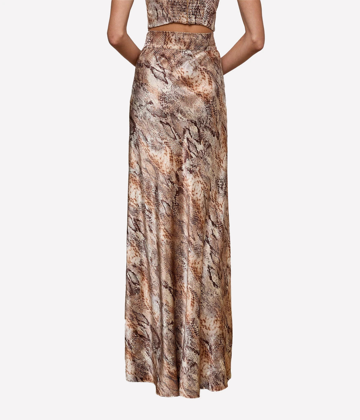 Ryker Waistband Bias Skirt in Tan Multi Western Snake