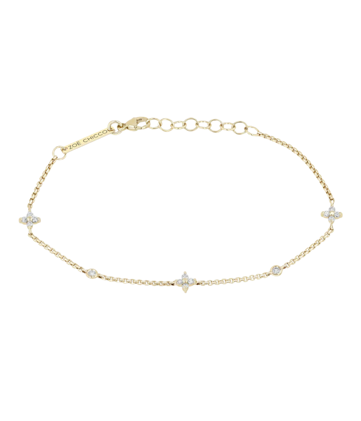 Quad Diamond Bracelet in 14k Yellow Gold