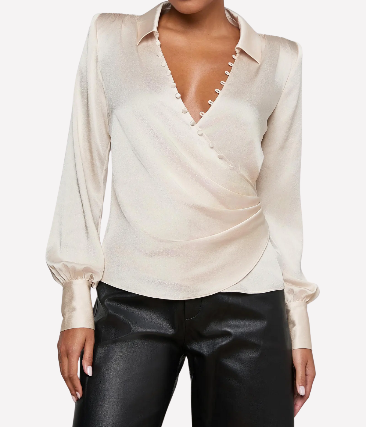 Bernice Wrap Blouse in Champagne