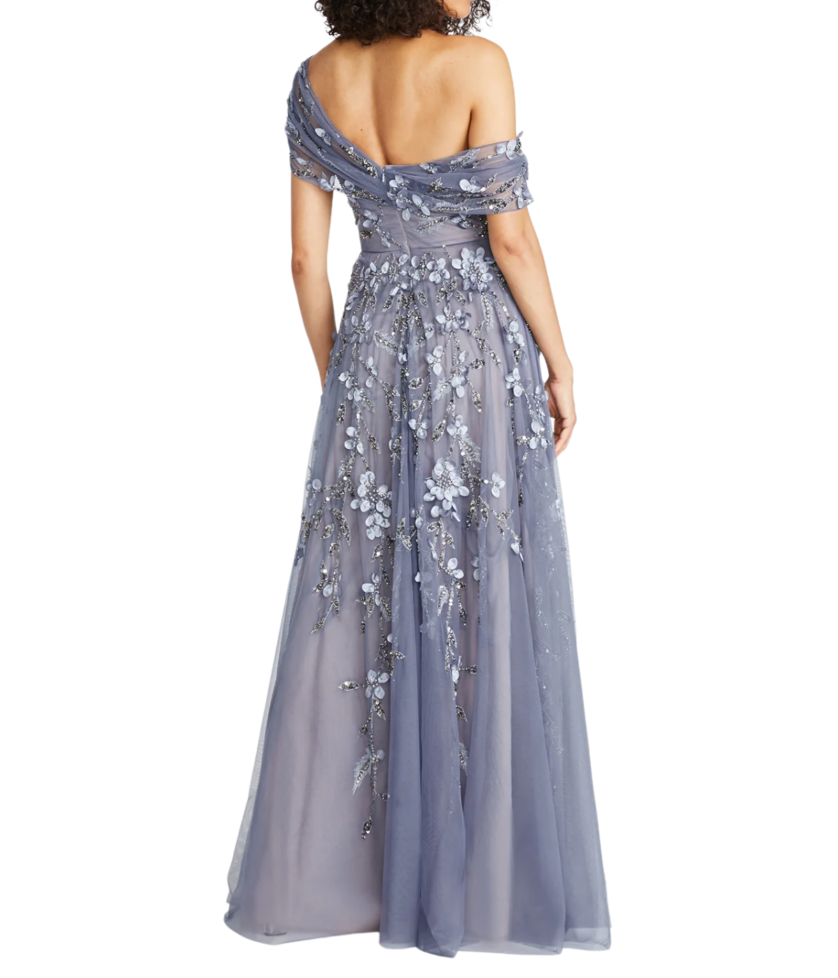 Fiorella Drapped Beaded Gown in Lilac