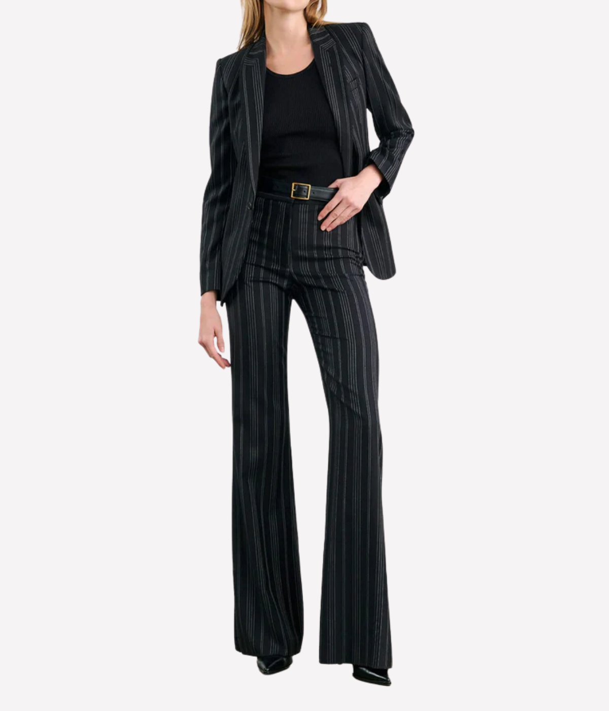 Effy Pant in Black Pinstripe