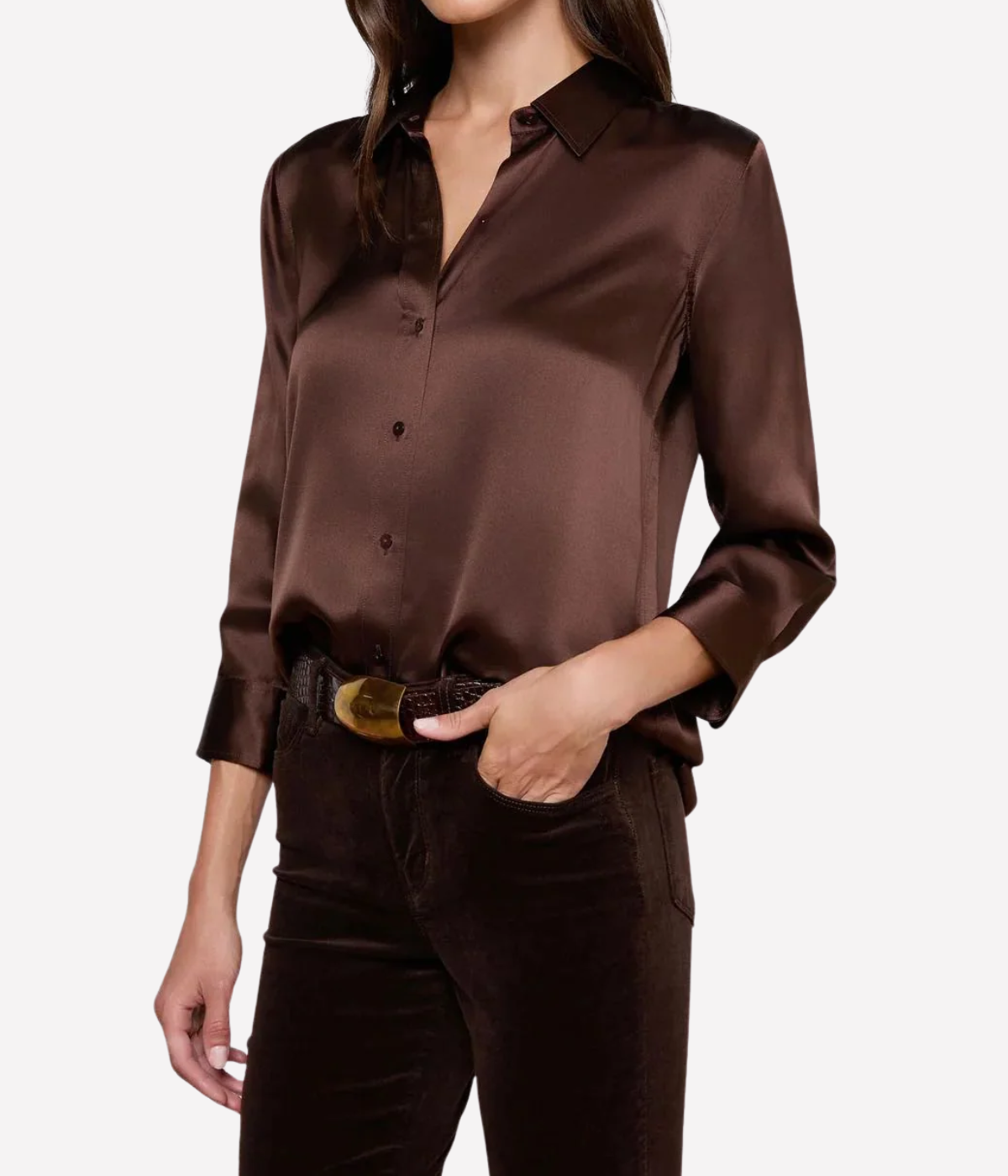 Dani 3/4 Sleeve Blouse in Coffee Bean