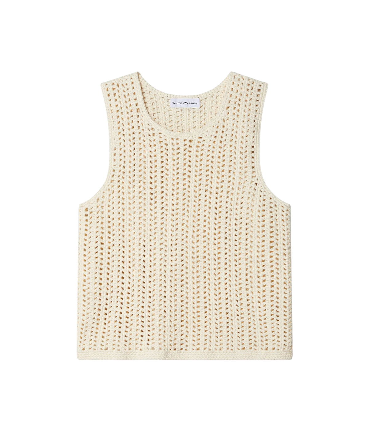 Lofty Cotton Crochet Sleeveless Tank in Ivory