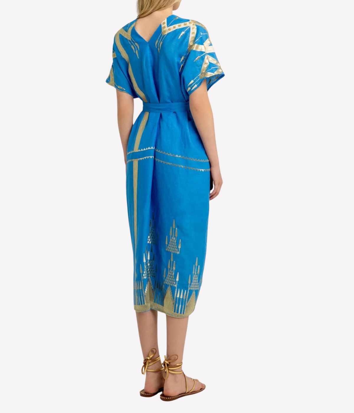 Roots Belted Kaftan in Blue Gold