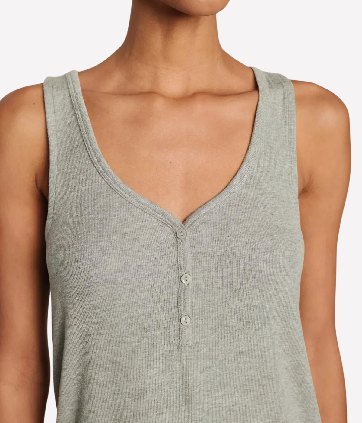 Dream Rib V Neck Tank In Dark Heather Grey