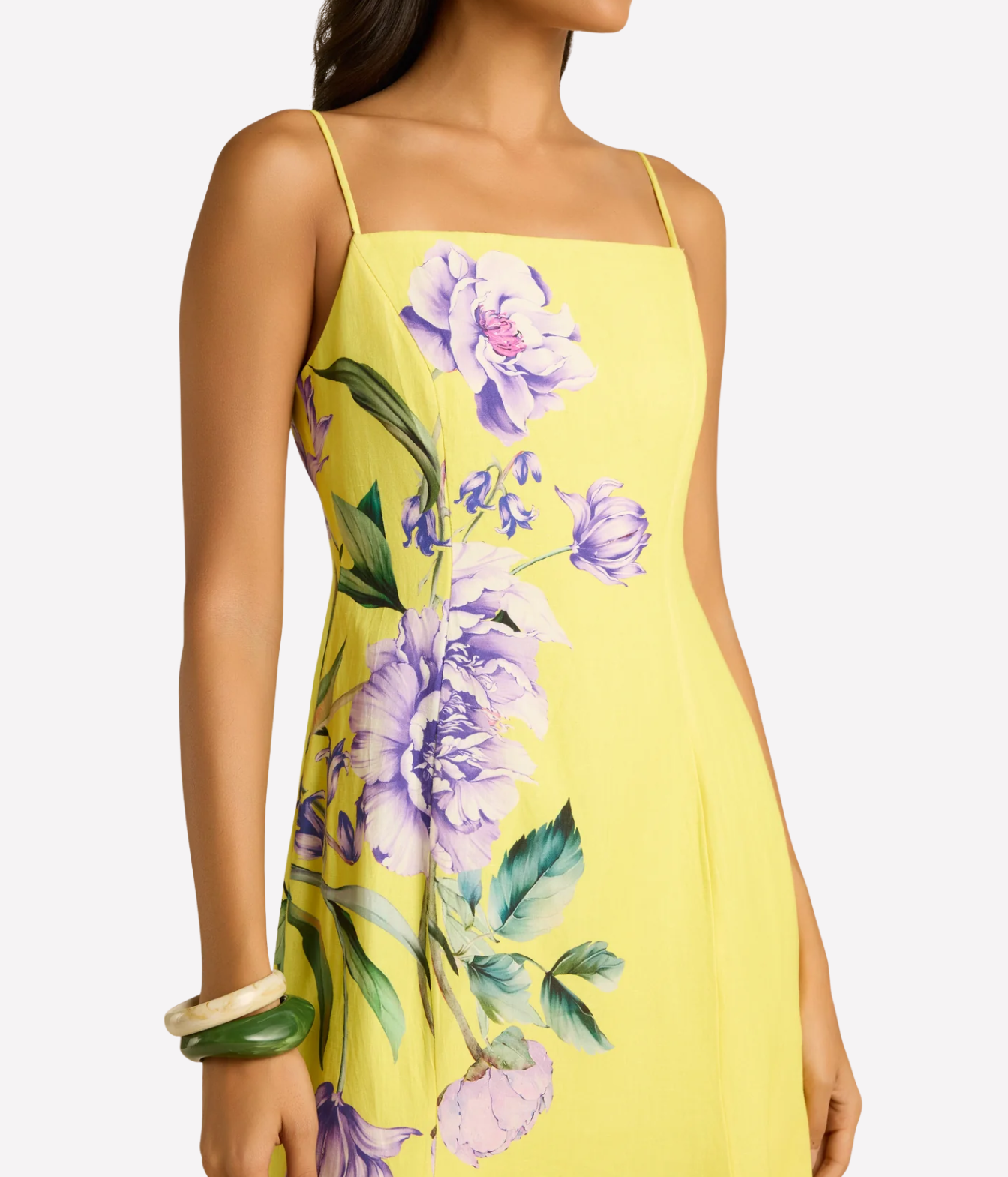 Paneled Midi Dress In Yellow