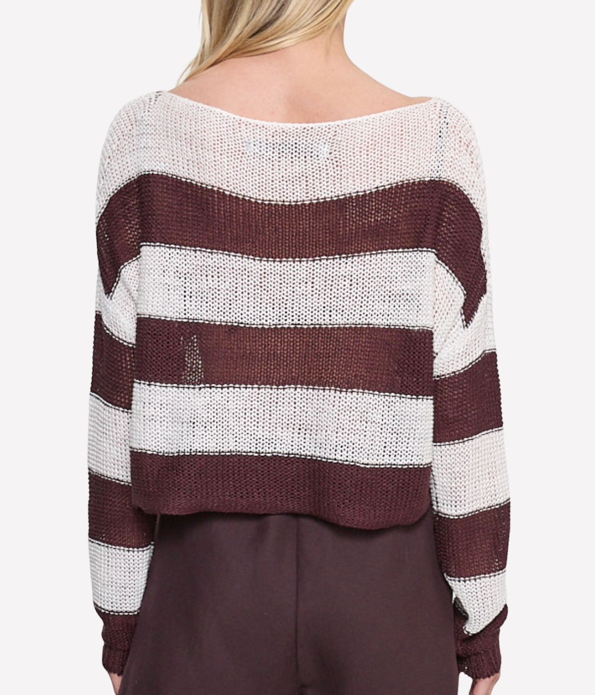 Stripe Linen Bateau In Black Orchid/ White