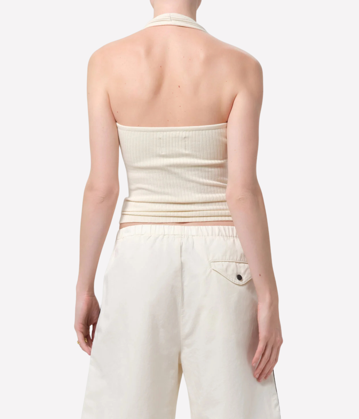 Citizens of Humanity Thea Halter in Dune, back view showing the halter neckline and fitted shape.