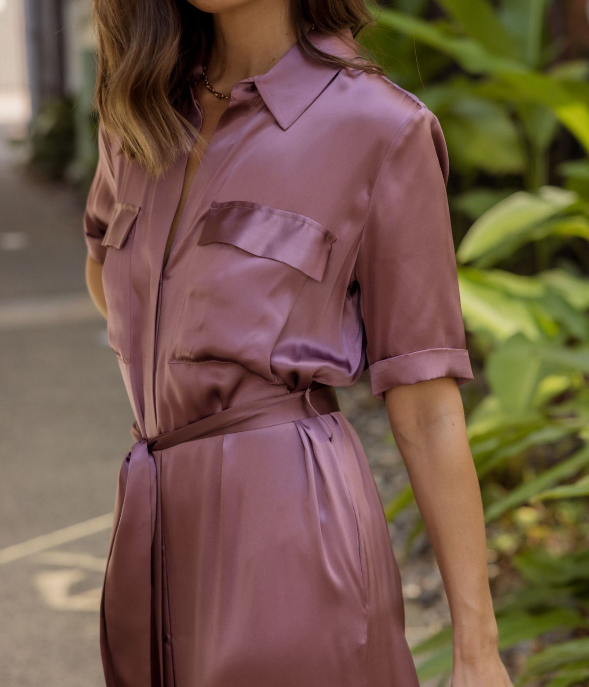 Klement Cargo Pocket Dress In Dusky Orchid