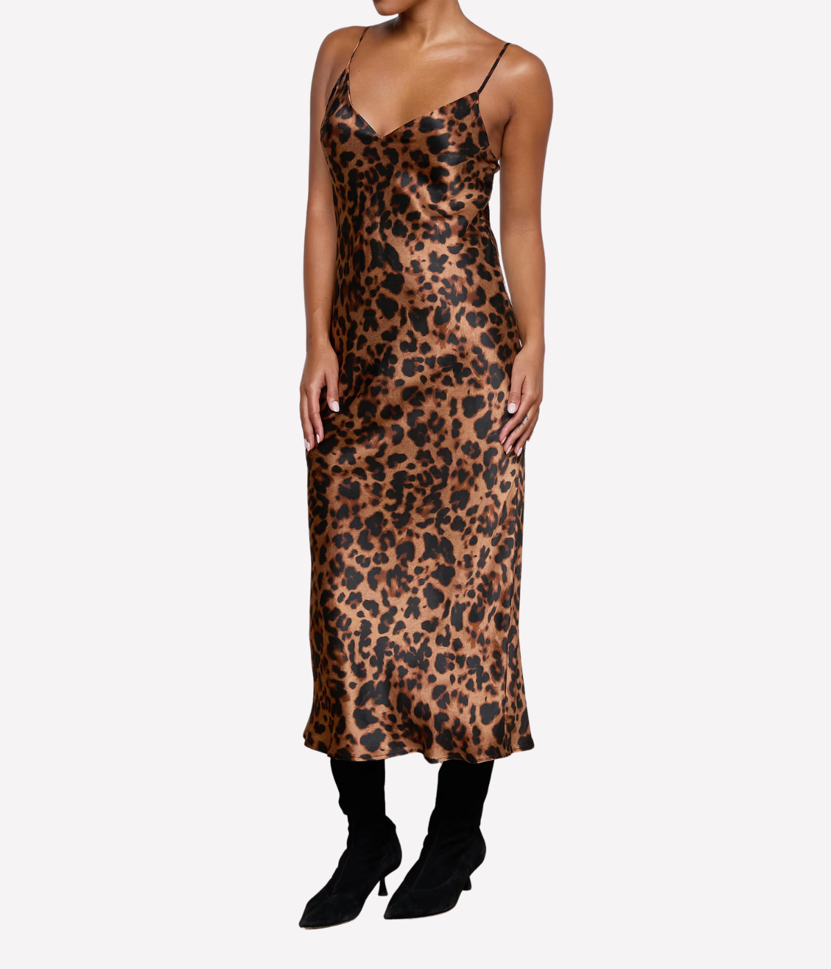 Seridie Midi Dress in Brown Multi Leopard