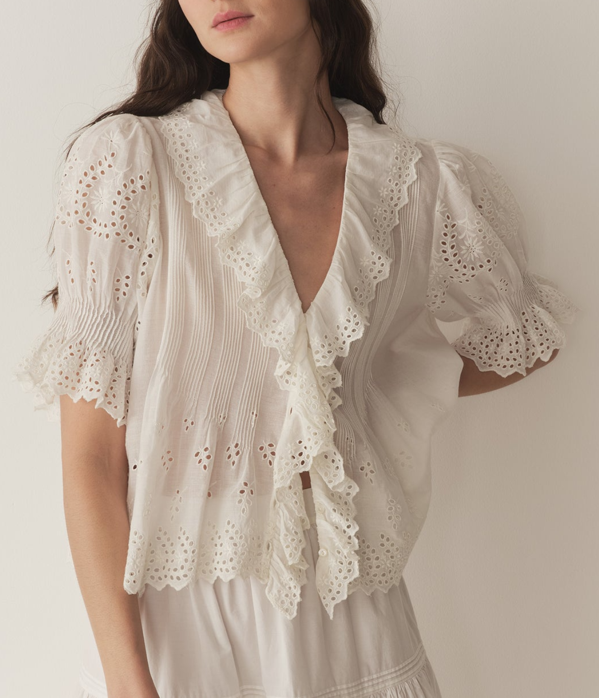 Henri Top in White Eyelet