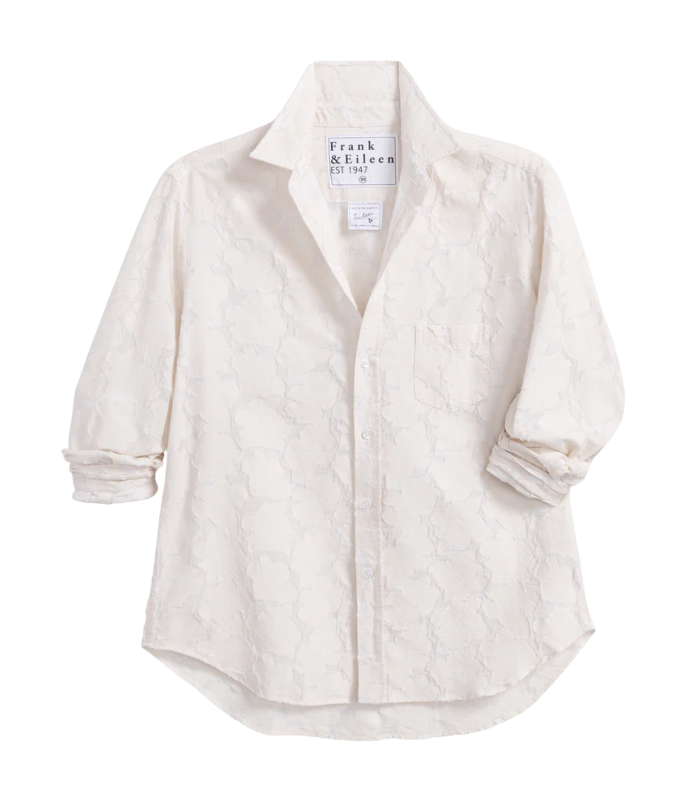 Eileen Woven Button Up Shirt In Textured Natural Flowers
