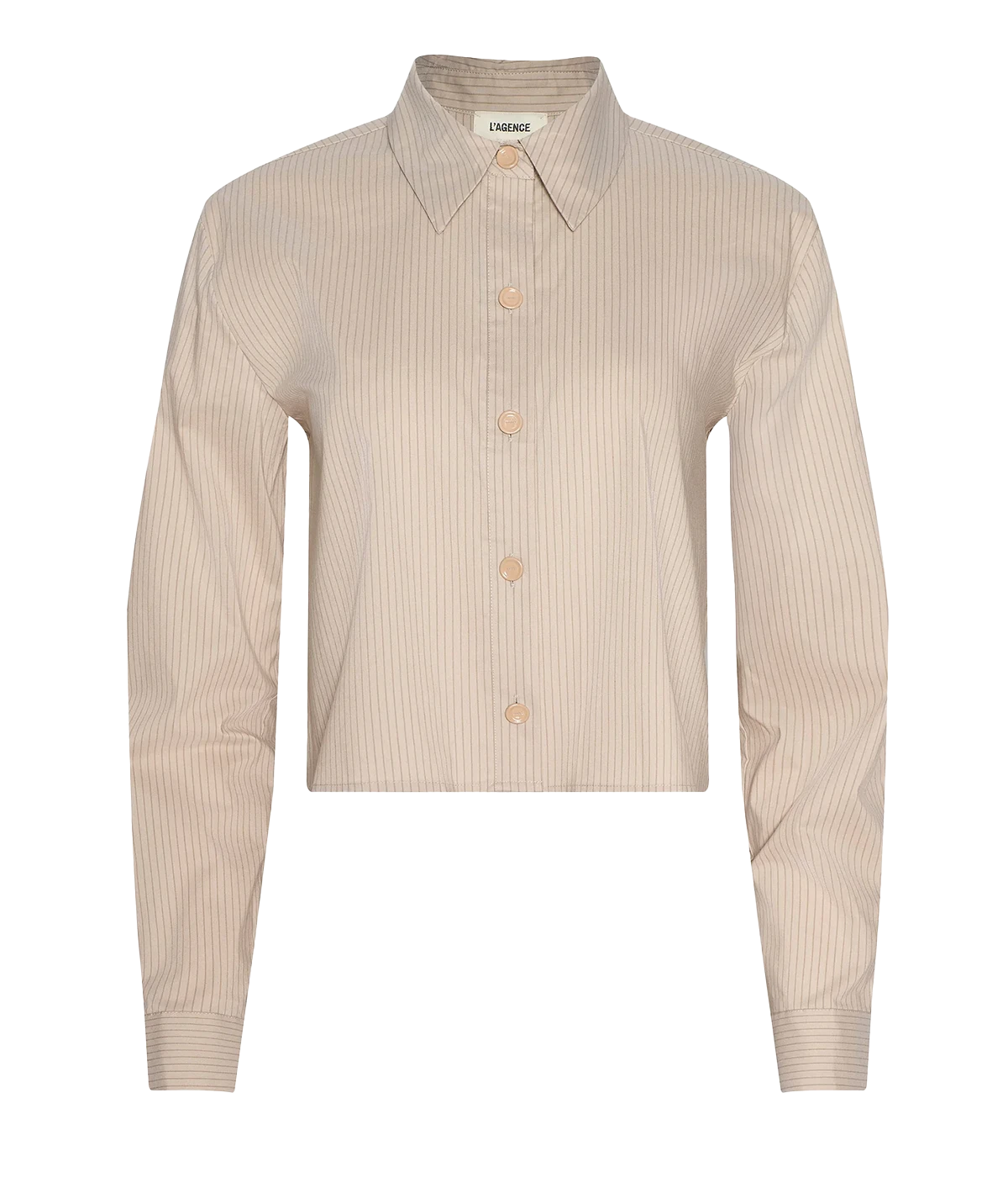 Cosette Crop Hi Low Shirt in Macadamia Brown Stripe