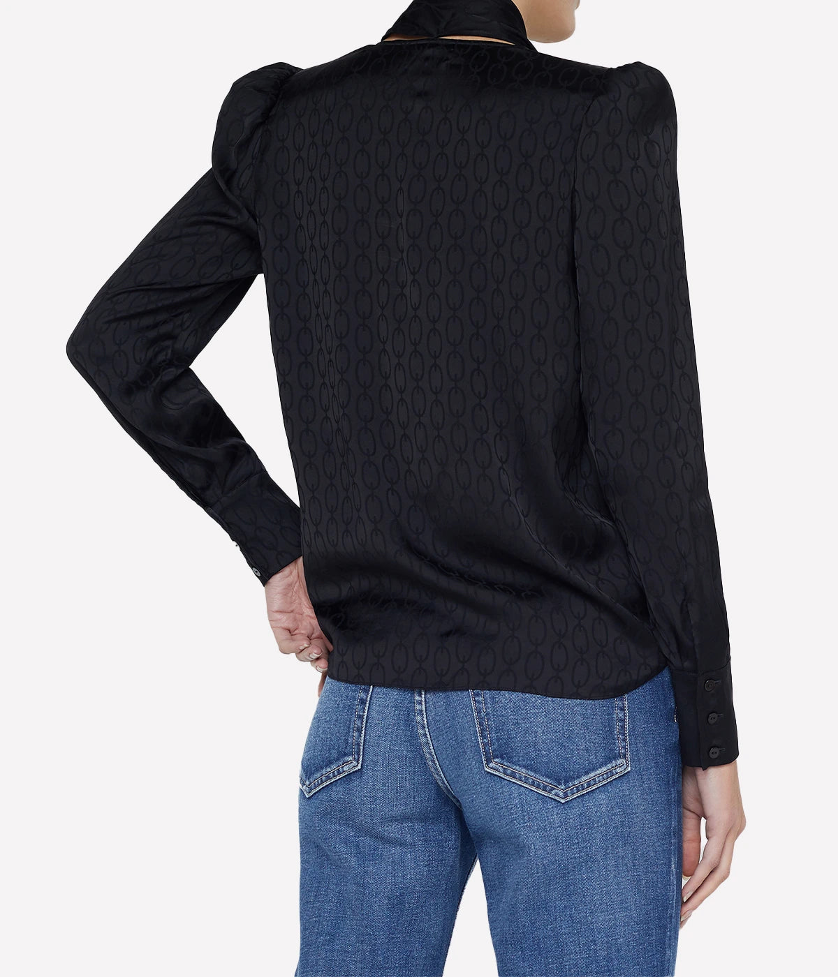 *FINAL SALE* Cambria Tie Neck Blouse in BLACK