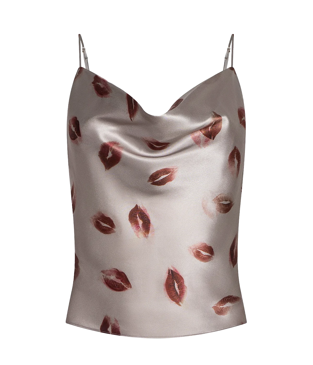 Calista Cowl Neck Cami In Taupe Red Kiss