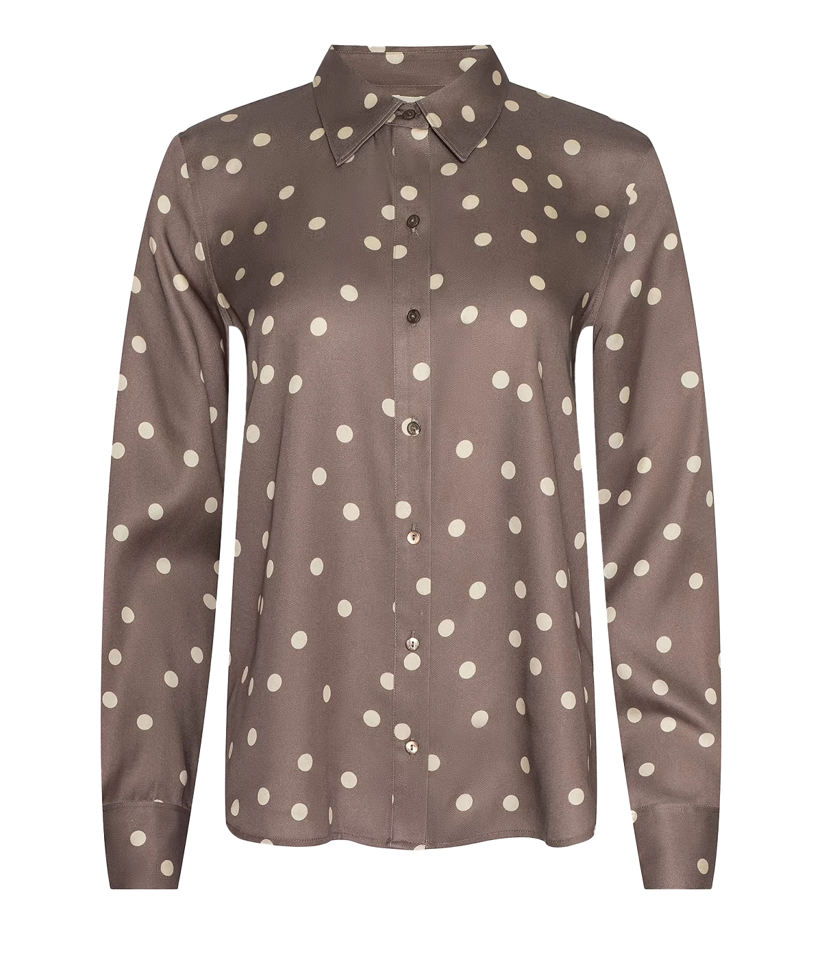 Ellery Long Sleeve Blouse In Cardamom Ecru Polka Dot