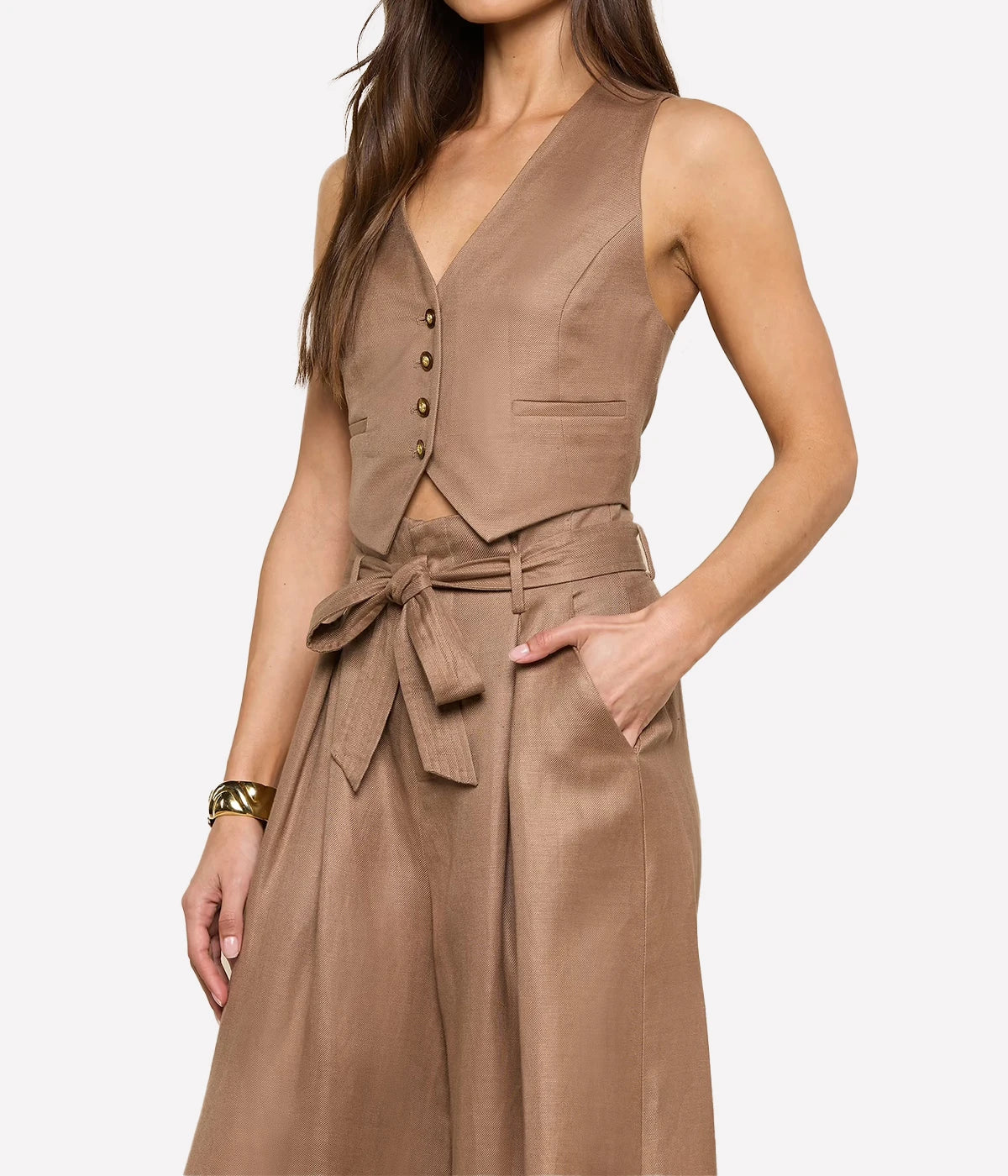 Jianna Short Vest in Barley