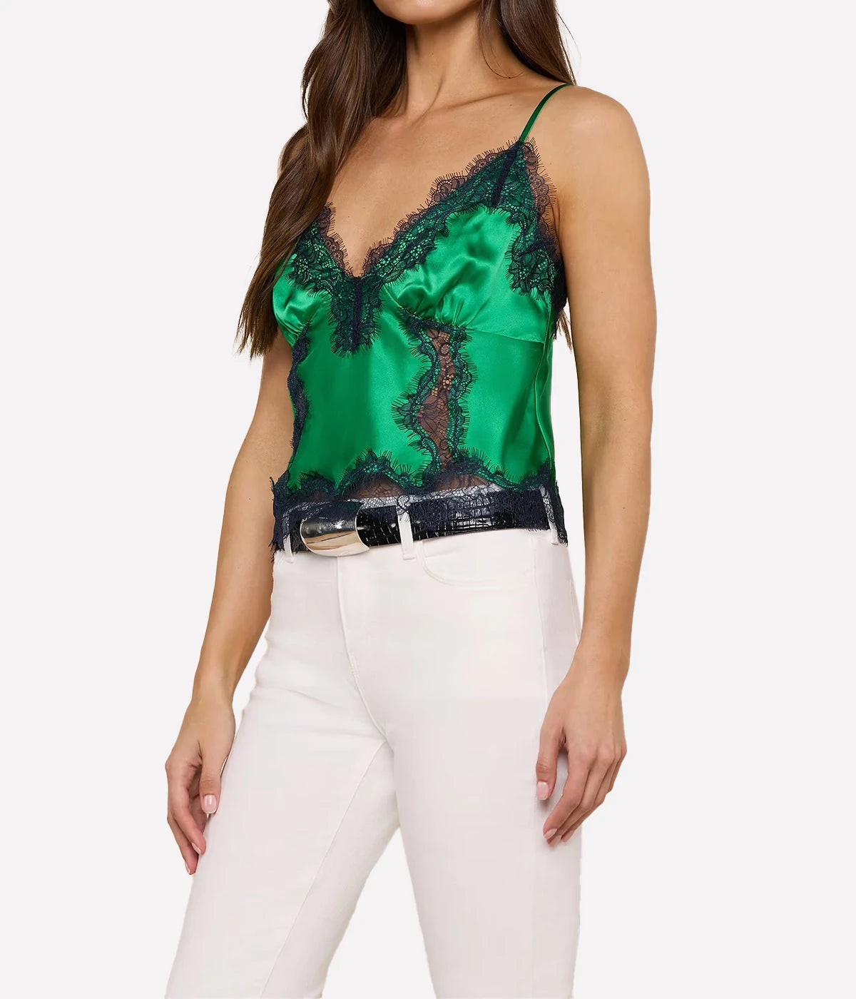 Kimber Lace Insert Cami in Island Green Midnight