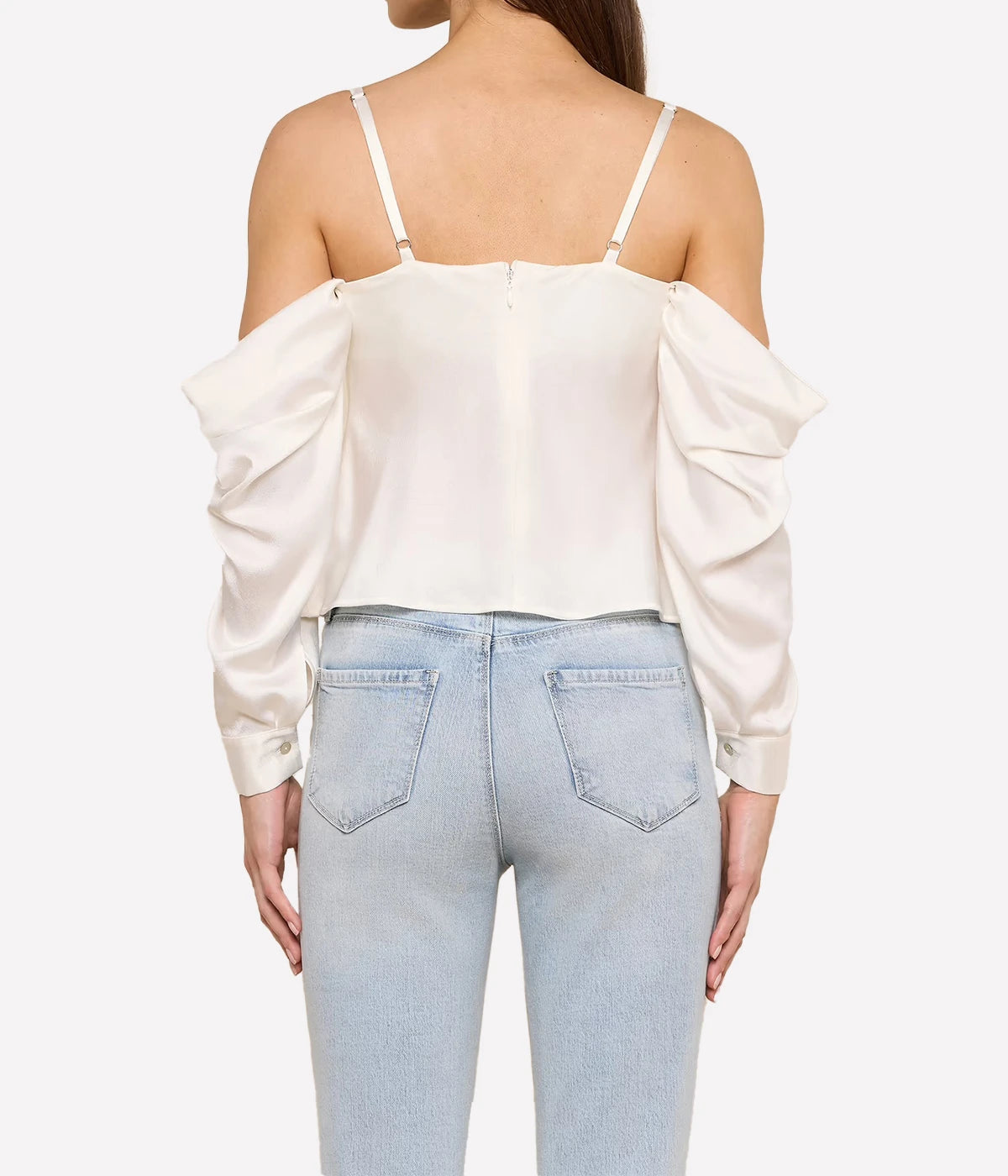 Saya Cold Shoulder Draped Top in Ivory