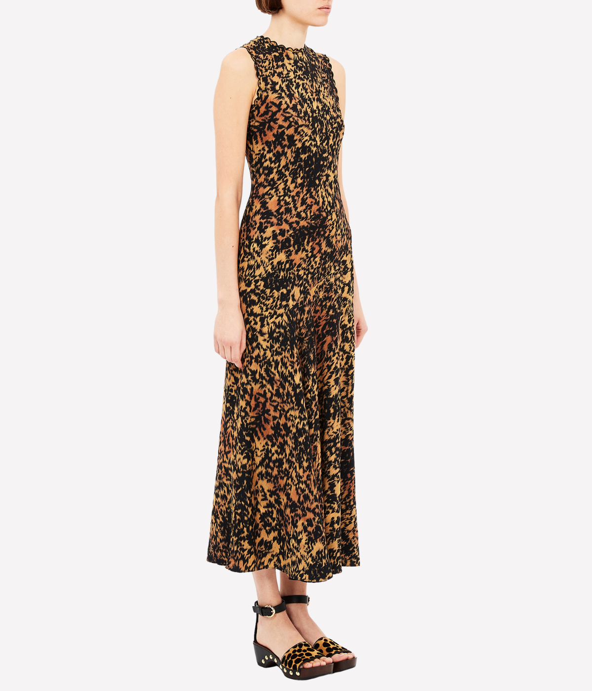 Clea Sleeveless Bias Midi Dress in Savannah