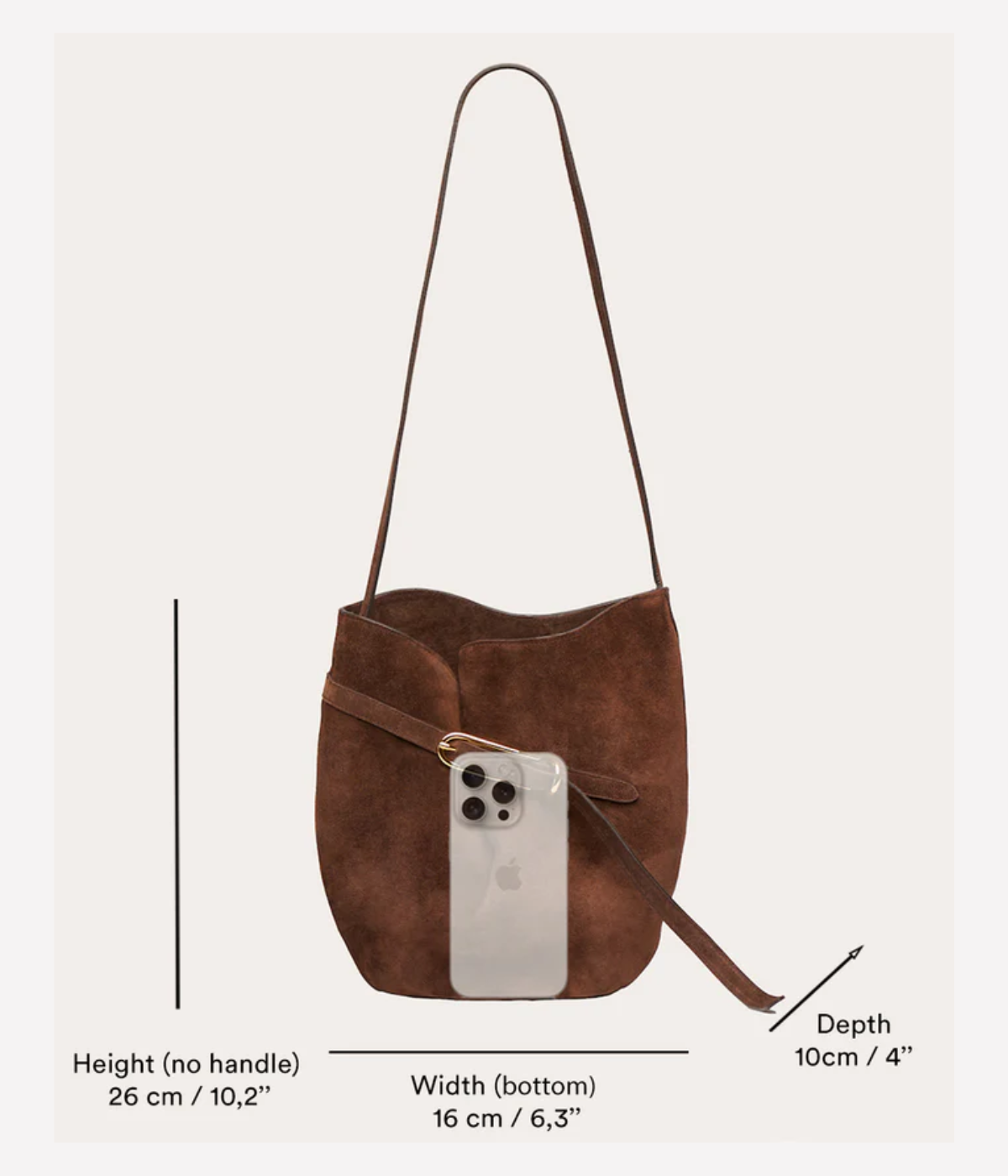 Small Belted Bucket Bag in dark brown