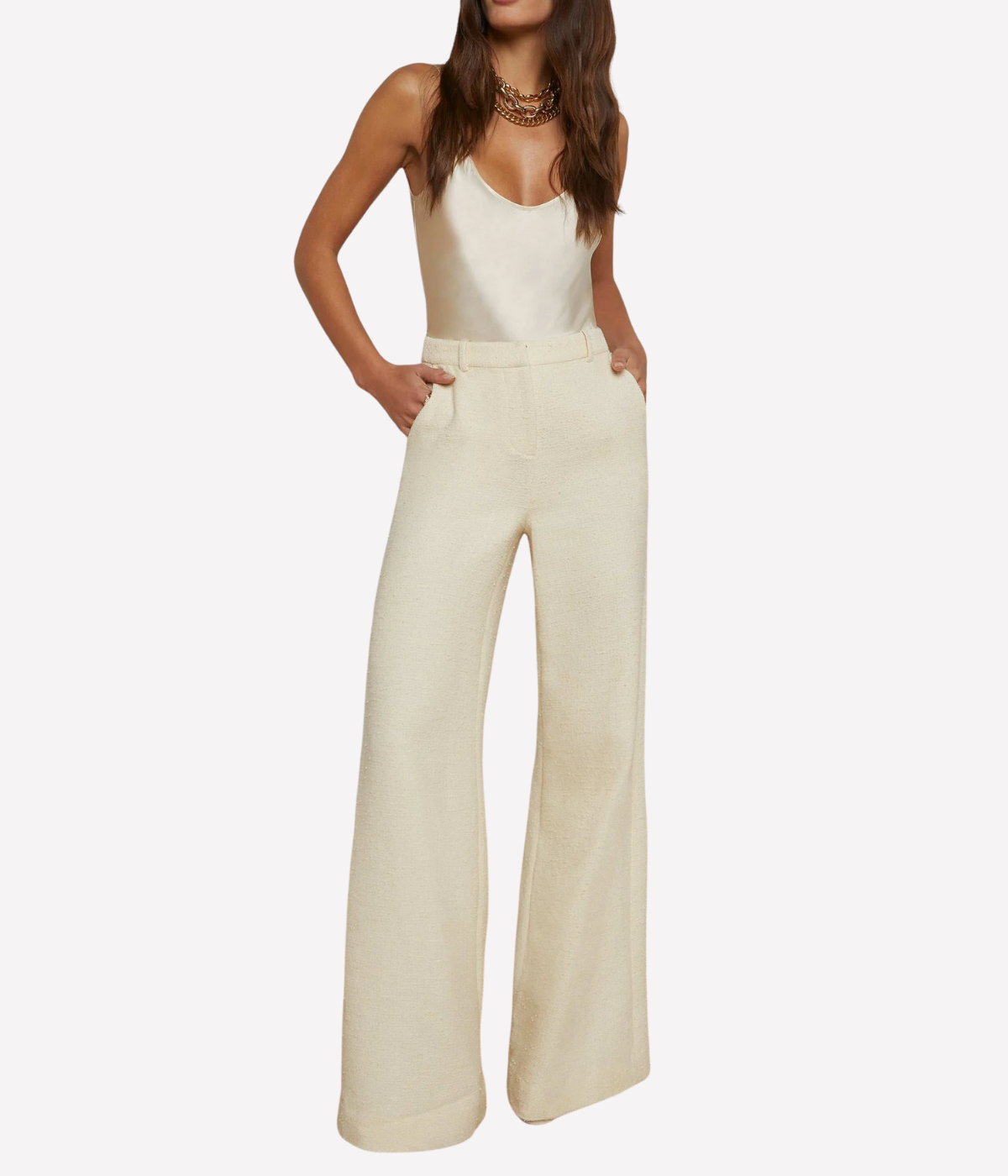 Pilar Wide Leg Pant in Light Pearl