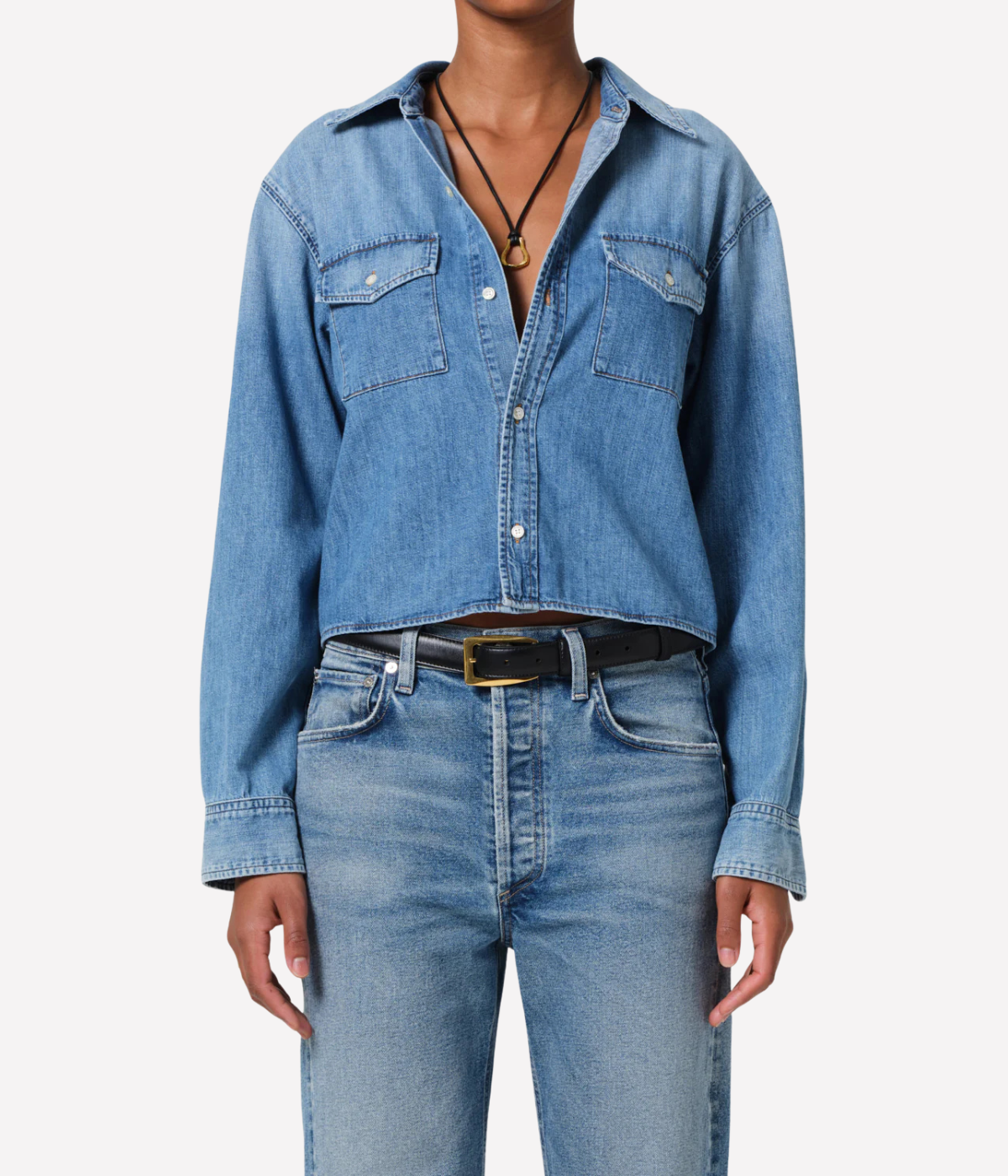 Baby Shay Cropped Shirt in Carolina Blue