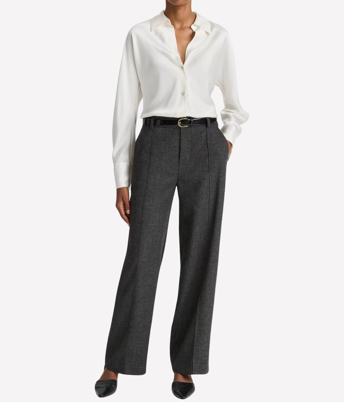 Bias Long Sleeve Blouse in Off White