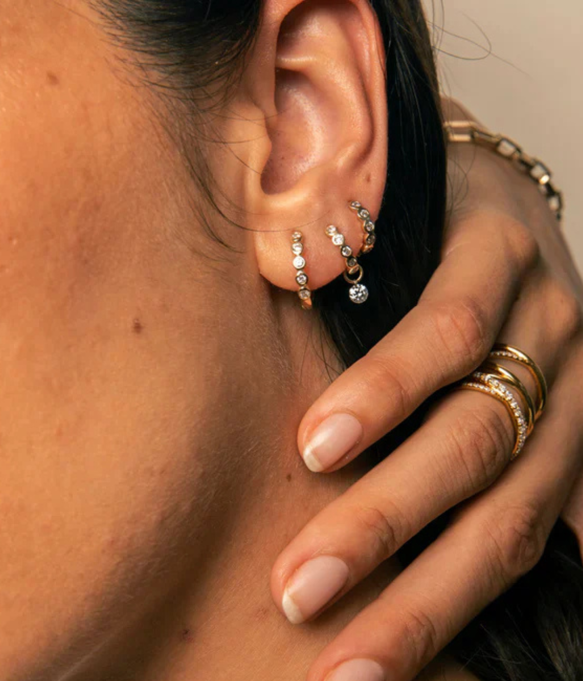12mm Diamond Bezel Hoops