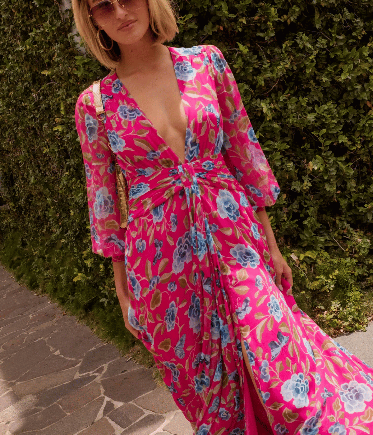 Meera Dress in Butterfly Floral Magenta