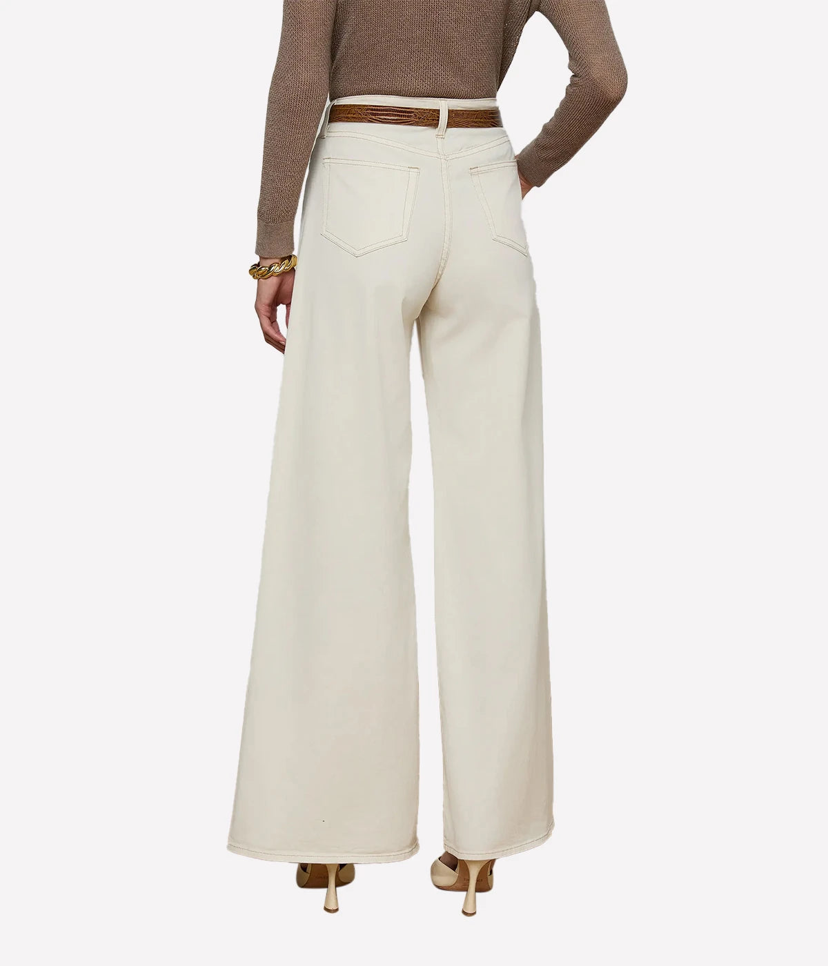 Beau High Rise Wide Leg Denim Jean In Macadamia