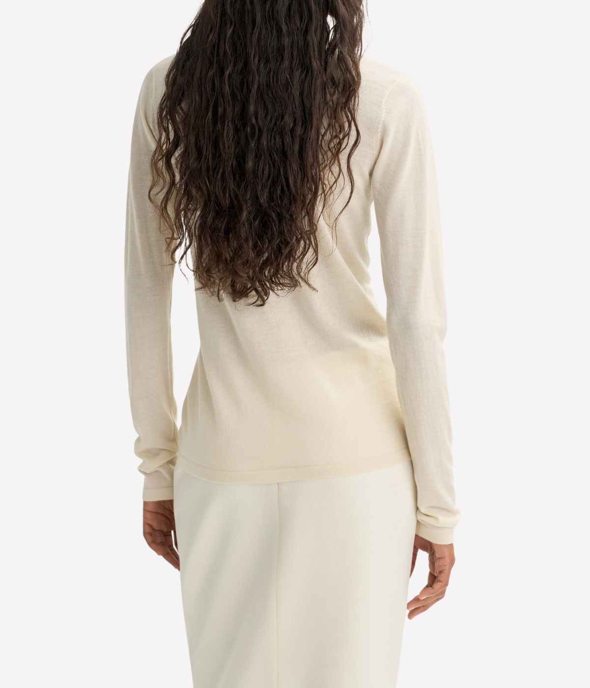 Soft Goat Featherlight Crewneck Sweater in Feather White – Back View