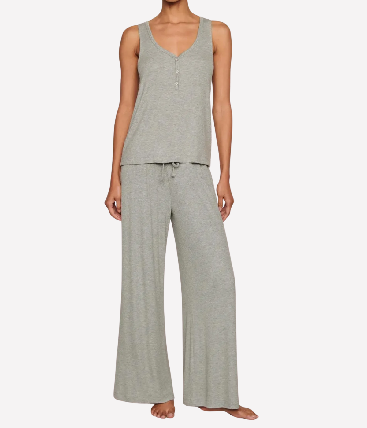 Dream Rib V Neck Tank In Dark Heather Grey