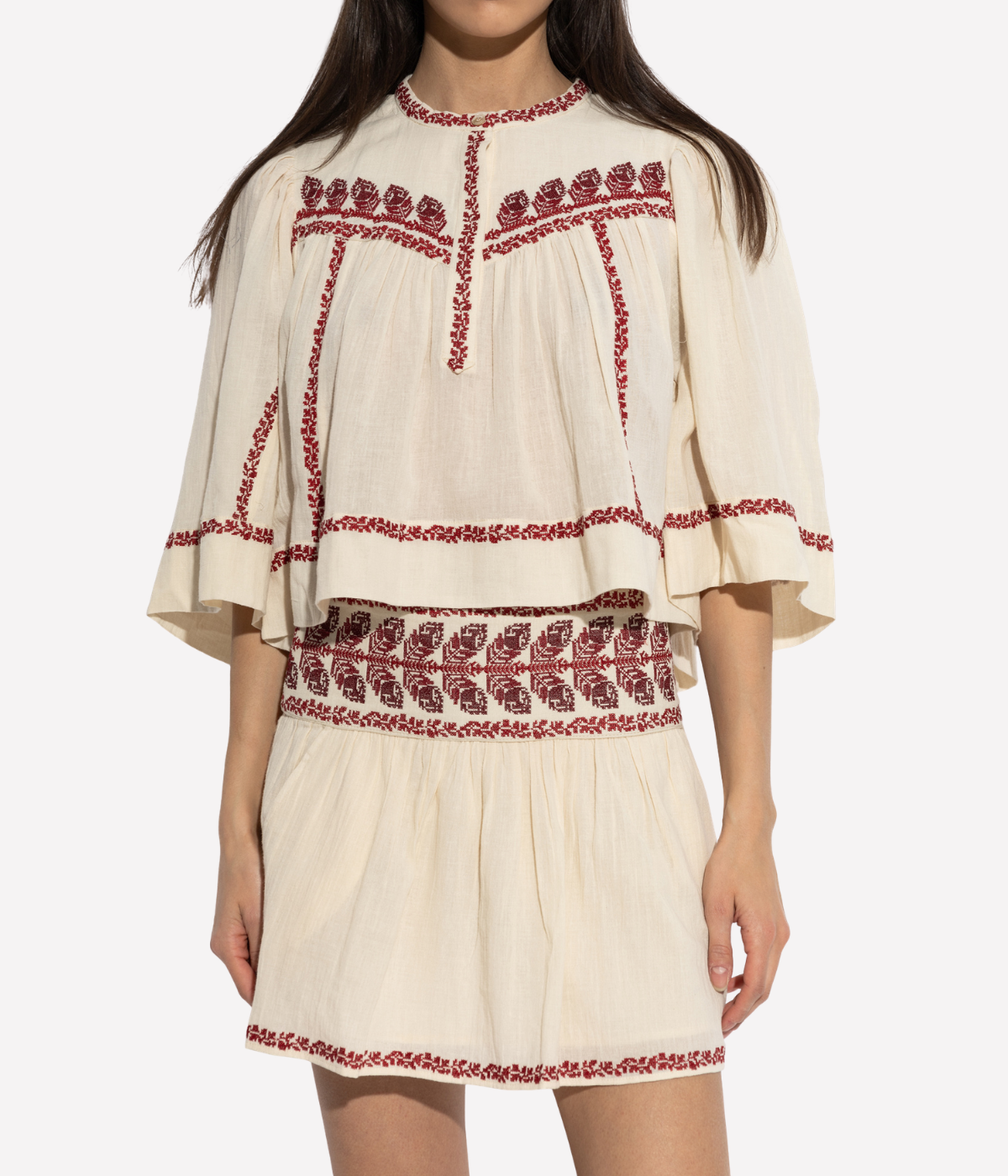 Juline Top in Beige Red