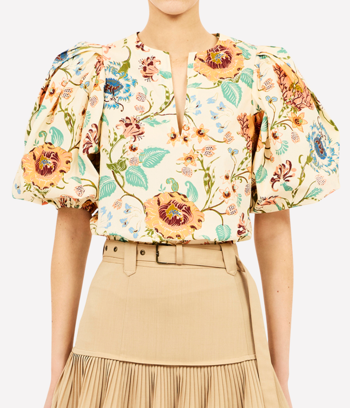 Florielle Short Sleeve Cotton Top In Abalone