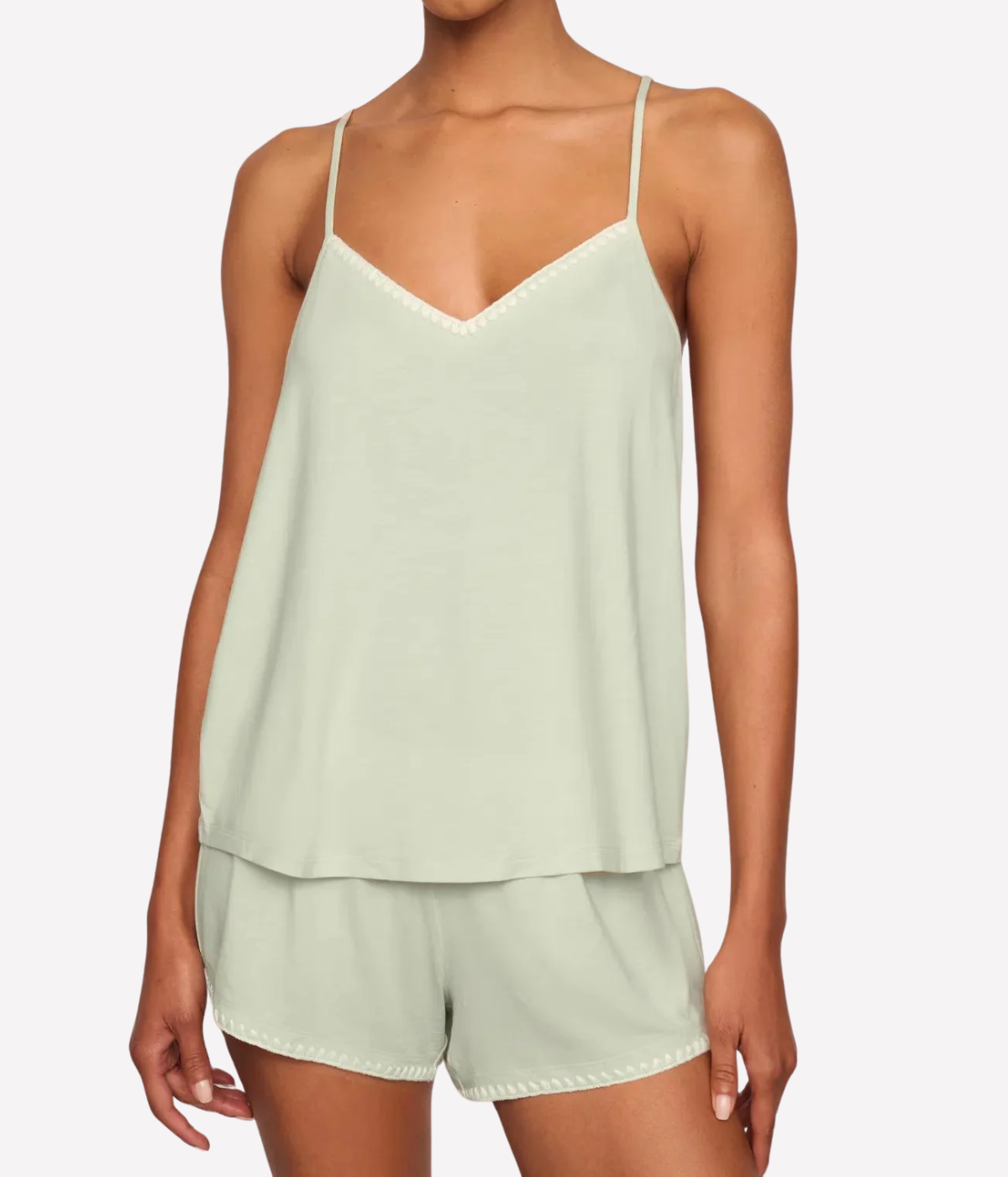 Frida Cami Short Pj Set Pajama in MINT CREAM IVORY