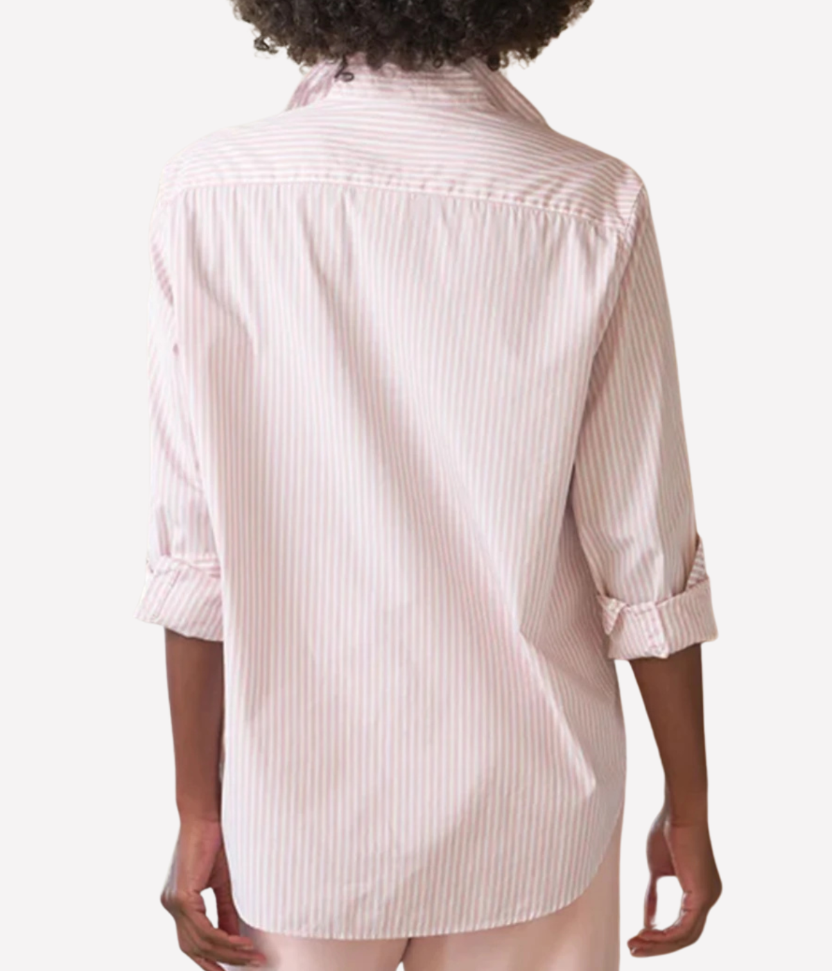 Eileen Woven Button Up in Pink White Multi Stripe