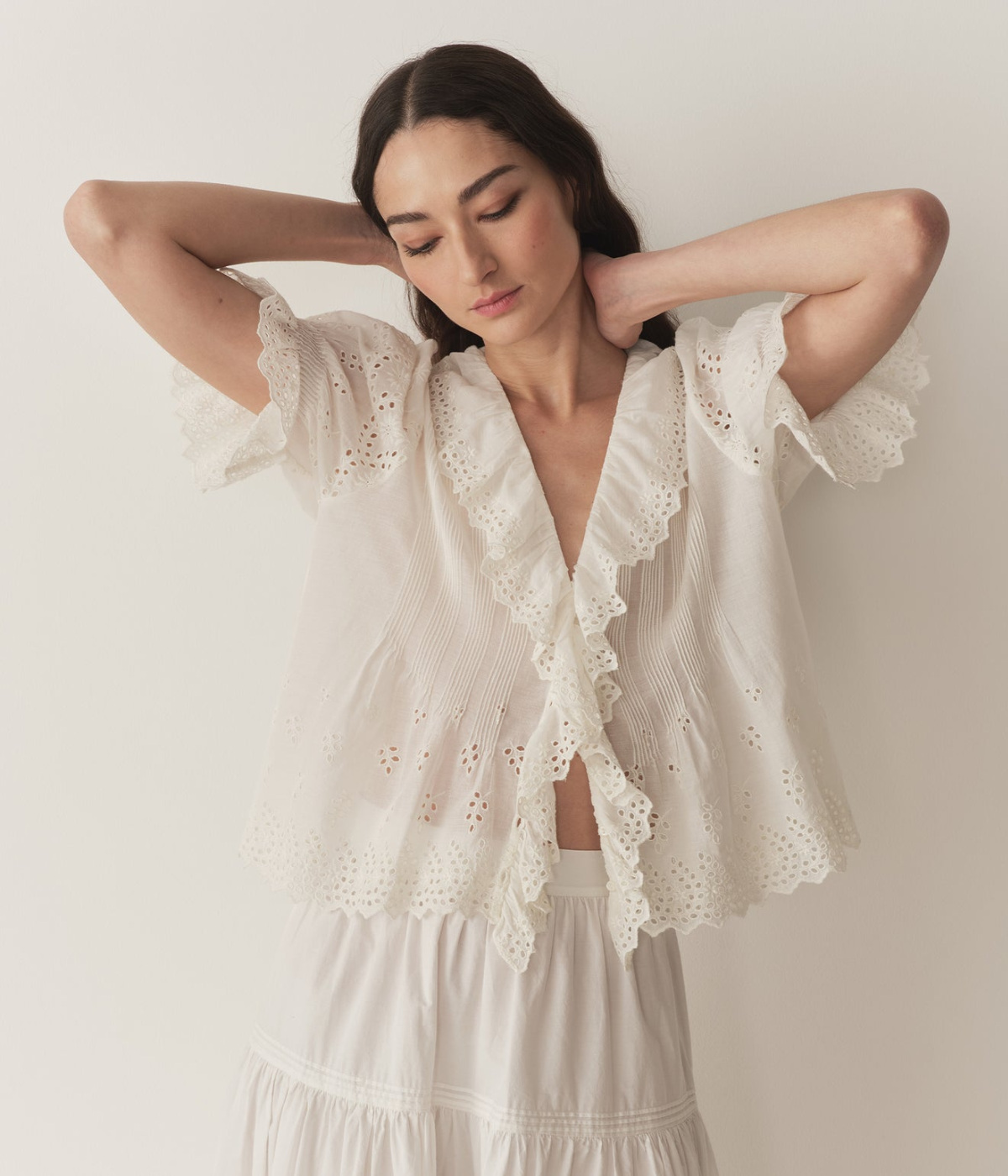 Henri Top in White Eyelet