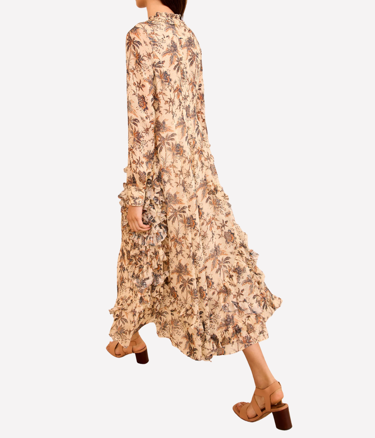 Rhea LS Shirt Dress w/ Ruffle Skirt in Cameo