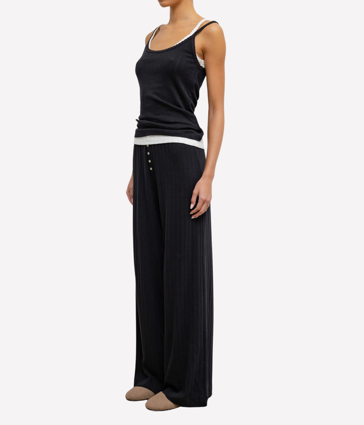 Pointelle Classic Tank Top in Black