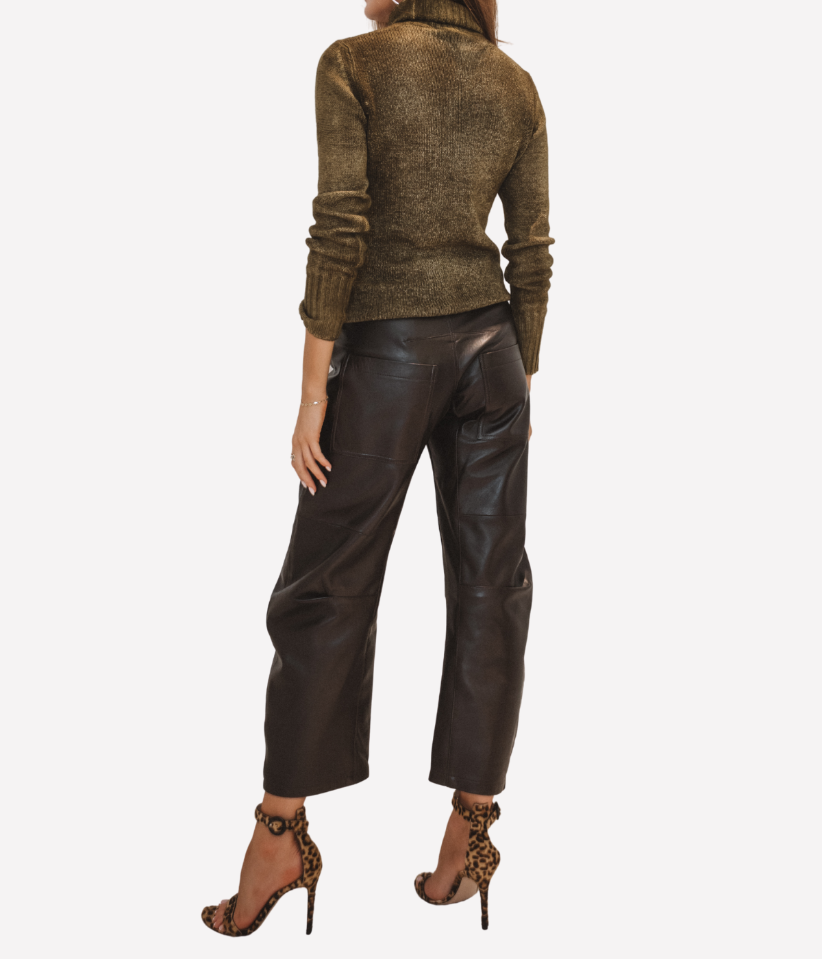 Hand Painted High Neck Pullover in Olive