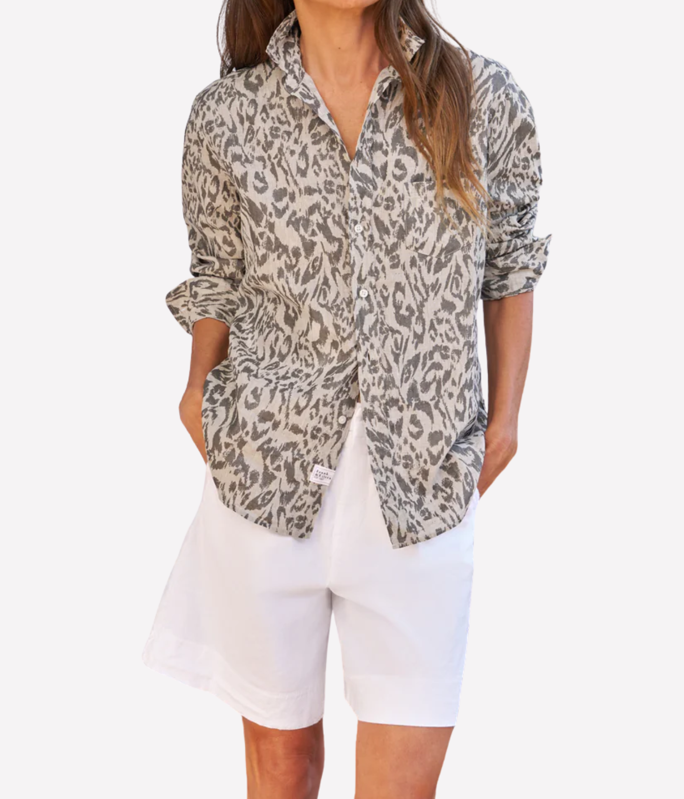 Eileen Woven Button Up Shirt in Glitter Animal Print