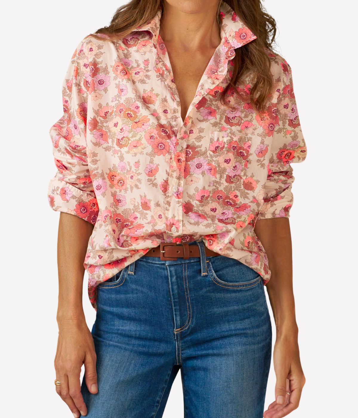 Eileen Woven Button Up Shirt in Neon Muted Florals
