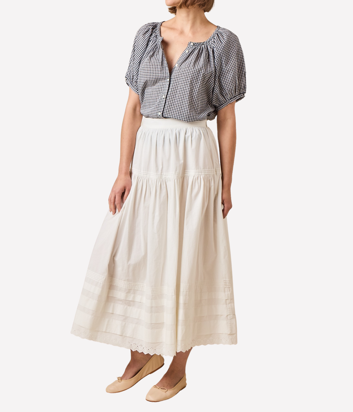 June Top In Navy La Maddalena Gingham