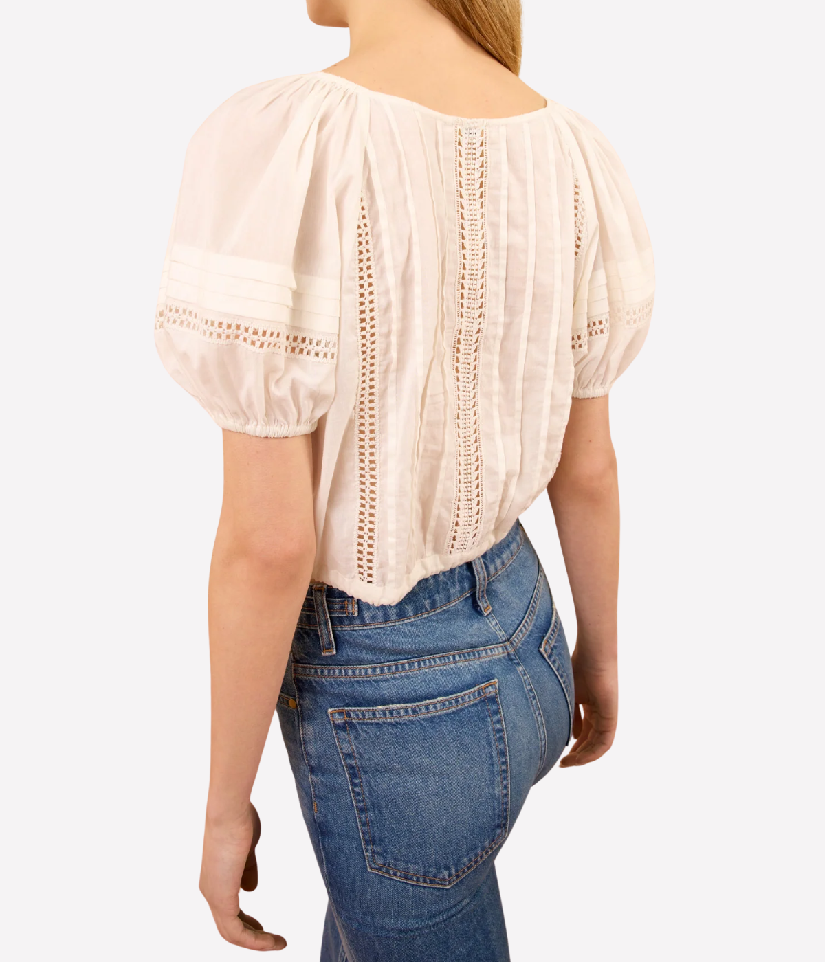 Clara Short Sleeve Cotton Top In Pristine