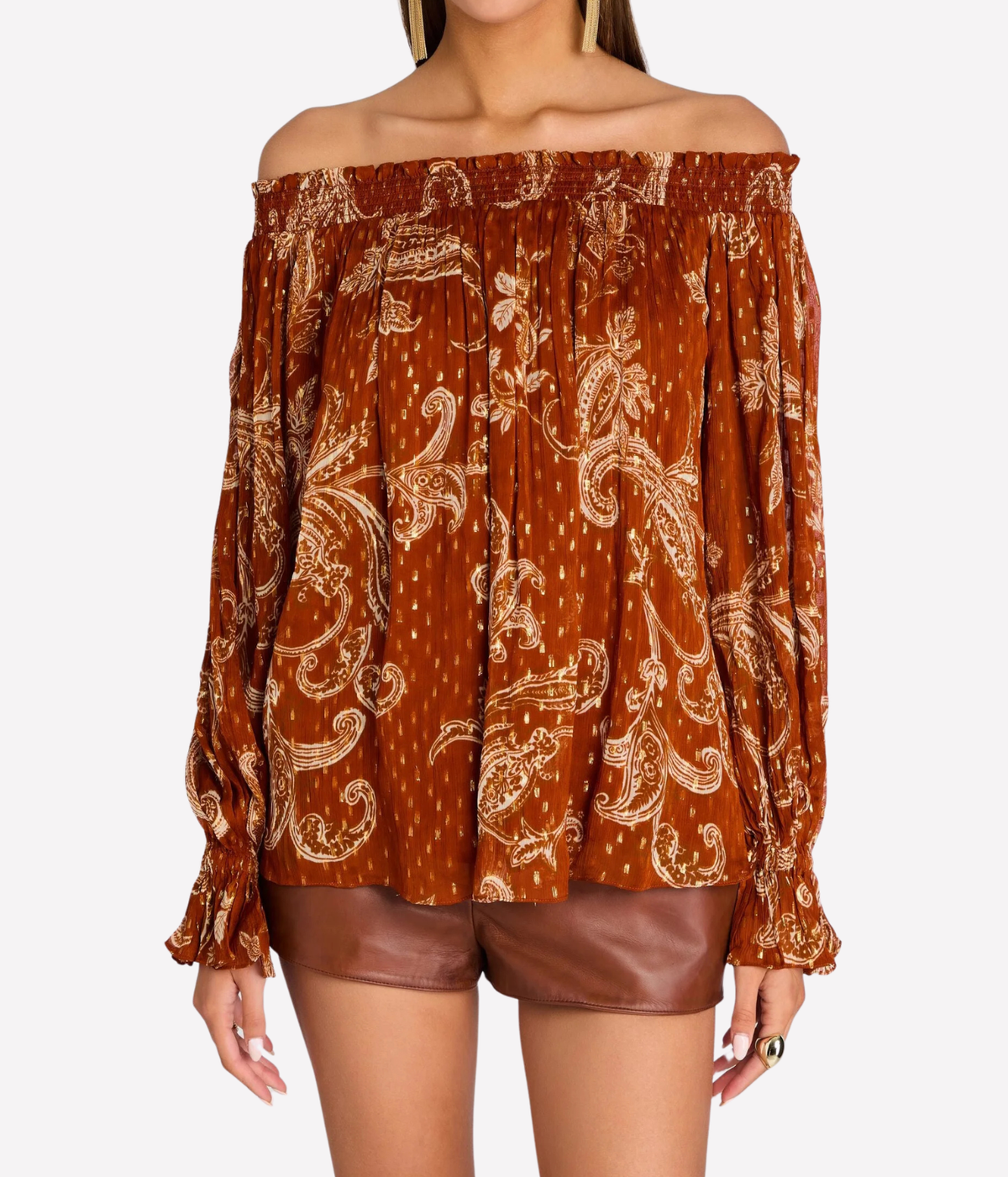 Smocked Off Shoudler Top In Multi