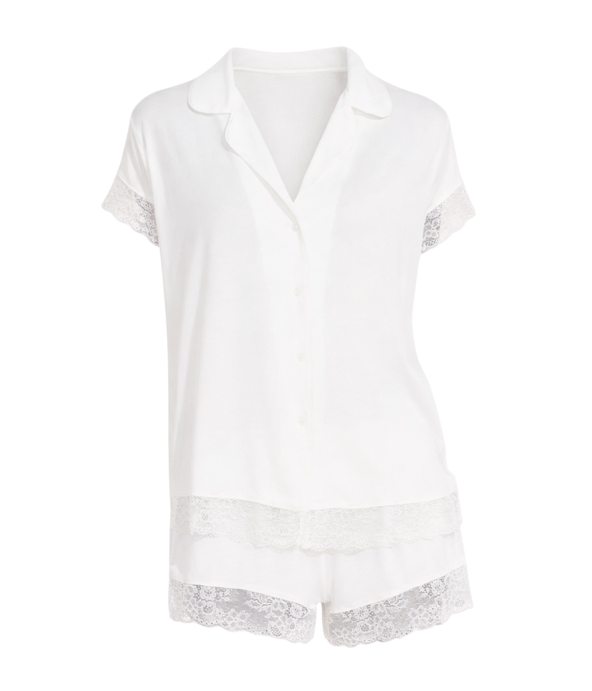 Malou Lace Short Sleeve Pj Set In Ivory